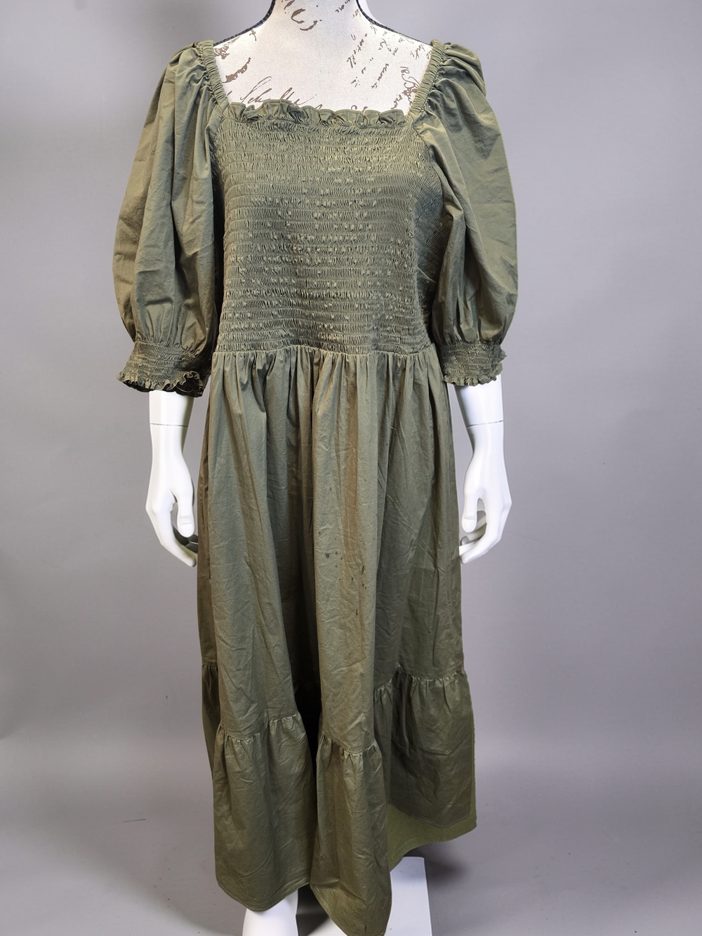 INC International Concepts Smocked Puff-Sleeve Maxi Dress NWT 2X